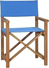 Garden Chair Director's Chair Solid Teak Wood Blue Patio Seating