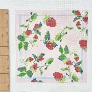 Plum Stitchery hand painted needlepoint canvas Strawberries arranged on pink