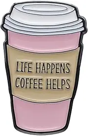 [BirtyQV] Cartoon minimalist creative English letter brooch coffee cup series metal badge lacquer pin