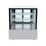 Bonvue Black Trim Square Glass Cake Display 2 Shelves - Cake Display Fridges (SSU90-2XB)