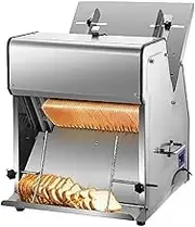 370W Commercial Bread Slicer, Stainless Steel Electric Bread Cutting Machine, 12mm Blade, Adjustable Inlet & Outlet, Kitchen Appliance Toast Processor, for Bakery, Coffee Shop