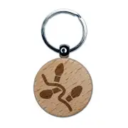 String Christmas Xmas Lights Bulbs Engraved Wood Round Keychain Tag Charm