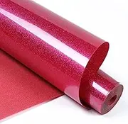 HTVRONT Rose Red Glitter Heat Transfer Vinyl - 12" x 10ft Rose Red Glitter Iron on Vinyl for Shirts, Glitter HTV Vinyl Rolls for Heat Vinyl Design