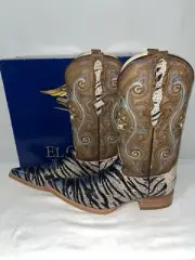 Stingray Lizard Zebra Stripe Pointed Toe Cowboy Boots 1901 Mens Size 8
