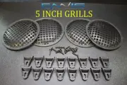 (4) 5 INCH STEEL SPEAKER SUB SUBWOOFER GRILL MESH COVER W/ CLIPS SCREWS GR-5