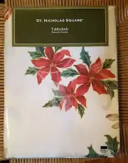 Christmas Poinsettia Season Kohl's 60 x 84 Rectangle Tablecloth Off White NIP
