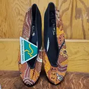 Bulurru Designs Authentic Aboriginal Art Shoes Australian Made Size Women 9½ NWT