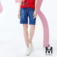 在飛比找momo購物網優惠-【MYVEGA 麥雪爾】MA設計感車線五分褲-深藍