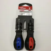 Stubby Screwdriver 2-Piece Set Ultra Tough Ultra Steel Flat Phillips 3 7/8" 1203
