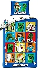 Halantex Minecraft Creepers 100% Cotton Duvet Cover 140 x 200 cm + Pillowcase 70 x 90 cm