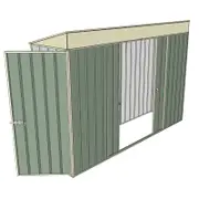 Build-a-Shed 0.8 x 3 x 2m Single Hinged Door Shed with Double Sliding Side Doors - Green