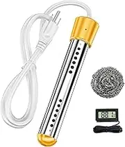 2000W Immersion Water Heater Portable Water Heater Electric Bucket Heater Heats up to 5 Gallons of Water in Minutes Temperature Control Automatically Cut Off