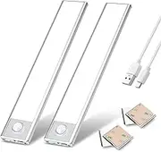ZOESON Motion Sensor Wireless Led Light with Rechargeable Battery, Light Induction Magnetic Security Nightlight for Cabinet, Wardrobe, Kitchen, Closet (Silver) (2)