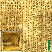 12Pack Artificial Ivy Leaf Plants with 240 LED Window Curtain String Lights Fake Plants Vine Hanging Garland Hanging for Wall Party Wedding Room Home Kitchen I