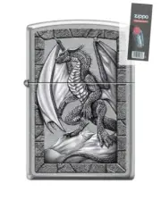 Zippo 1507 Dragon Flying Design Street Chrome Finish Lighter + FLINT PACK