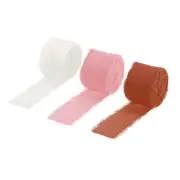 3 Rolls Chiffon Ribbon 1-1/2" 10Yard Coffer/Cream/Pink Red