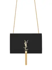 Saint Laurent Kate Medium Chain Bag with Tassel in Black with Gold Hardware