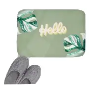 Green Hello Botanical Memory Foam Soft Bath Mat or Kitchen Rug, Leaves Greenery
