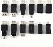 USB2.0 Adapter Converter, Richer-R Pack of 12 Pcs Multiple USB2.0 Adapters Micro/Mini Male Female Converters Connectors