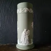 Vintage Wedgwood Celadon Jasperware Spill Vase, Green Wedgwood Vase