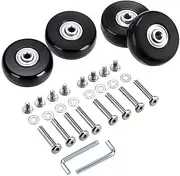 43 x 18mm Luggage Suitcase Replacement Wheels, Rubber Swivel Caster Wheels Bearings Repair Kits, Set of 4
