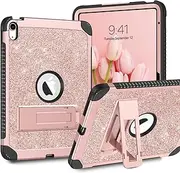 YINLAI Case for iPad 11th Generation A16 (2025 11-inch), iPad 10th Generation Case (2022 10.9-Inch) for Kids Girls, Slim Glitter Bling with Kickstand Shockproof Protective Cover, Rose Gold/Pink