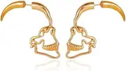 [Solighter] Halloween Skull Face Stud Earrings for Women Men Vintage Gothic Punk Hollow Half-face Piercing Earrings Party Jewelry