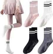 [ZLXFT] Yoga Socks, Yoga Socks, Non-Slip Socks, Yoga Socks Non-Slip, Women's Stopper Socks, Yoga Socks with Handles, black, Large