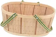 SHOWERORO Natural Storage Basket Wicker Picnic Basket with Soft Handle Stylish Fruit and Candy Organizer for and Home Decor
