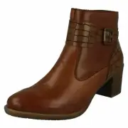 RIEKER Y2062 LADIES LEATHER ZIP BLOCK HEEL WARM LINED CASUAL ANKLE BOOTS SIZE