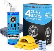 Wontolf Heavy Duty Clay Bar System for Car Detailing, Kit Includes 4 Ultra Fine Clay Bars, Luber Synthetic Lubricant, Microfiber Towel