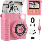 FKATEEN Kids Camera Instant Print, Christmas Birthday Gifts Girls Boys Aged 3-12, HD Digital Video Cameras Toddler, Instant Cameras for 3 4 5 6 7 8 9 10 Year Old Girls Boys with Print Paper