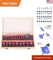Router Bits Sets of 24A Pieces 1/4 Inch Shank Router Bit Set T Shape - for Co...