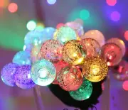 20 ct LED multi-color Ball Garland String Lights Timer Battery Holiday Living