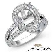 Pear Shape Pave Pre-Set Semi Mount Diamond Engagement Ring Platinum 950 1.52Ctw
