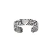 Sterling Silver .925 Hearts and Flowers Toe Ring Adjustable Size | Made In USA