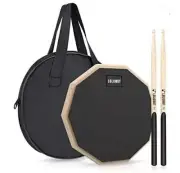 LOLUNUT 12 Inch Silent Drum Pad, Dumb Drum Beginner Practice Pad, with 5A Sticks