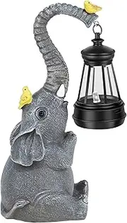 Elephant Garden Statue Solar Light, Statue with LED Lights, Solar Garden Outdoor Ornaments, Gift Decorations Outside Patio Home Porch Sculptures