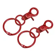 44mm Swivel Clasps Lanyard Snap Hook with Binder Ring for DIY Red 2Pcs