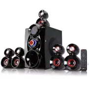 beFree Sound 5.1 Channel Bluetooth Gaming + Surround Sound Speaker System in Red