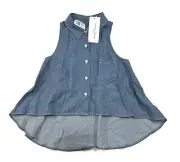 Opening Ceremony Blue Indigo Button Up Shirt New NWT Womens XS Top Blouse Denim