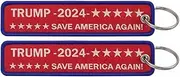 [Pinstant] Trump 2024 President Presidential Campaign Save America Again! Make Great US Flag Donald Keychain Key Tag Chain Fob Ring, White