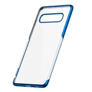 Plating Transparent Shockproof Soft TPU Back Cover Protective Case for Samsung Galaxy S10 Plus / S10+ BLUE COLOR