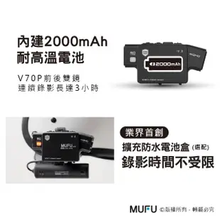 【MUFU】雙鏡頭藍牙機車行車記錄器V70P(贈64GB記憶卡 機車行車紀錄器)