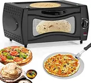 Electric Pizza Oven Tandoor Oven, Mini Pizza Oven Electric Tandoor Oven, Temperature Control/Visual Glass/Hot Top Plate Door, Adjustable Browning Control with Bake Tray, Bake Rack Tray Handle