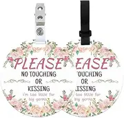 PLIGREAT 2 Pack No Touching Baby Car Seat Sign for Newborn, Flower Pattern Please Dont Touch Baby Signs for Baby Girl Boy, No Kissing Baby Stroller Tag with Hanging Straps and Clip