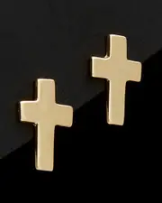 14K Italian Gold Cross Studs
