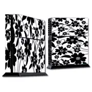 PS4 Playstation console skins decals wrap - Black white Flower Print