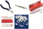 Bead Tip Kit - Pliers, Tweezers, Cement, Coral Bead Cord #6 & 25 Bead Tips