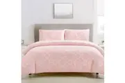 Artex Peach Trellis Geometric Pattern Printed Microfiber Polyester Quilt Cover Set Double